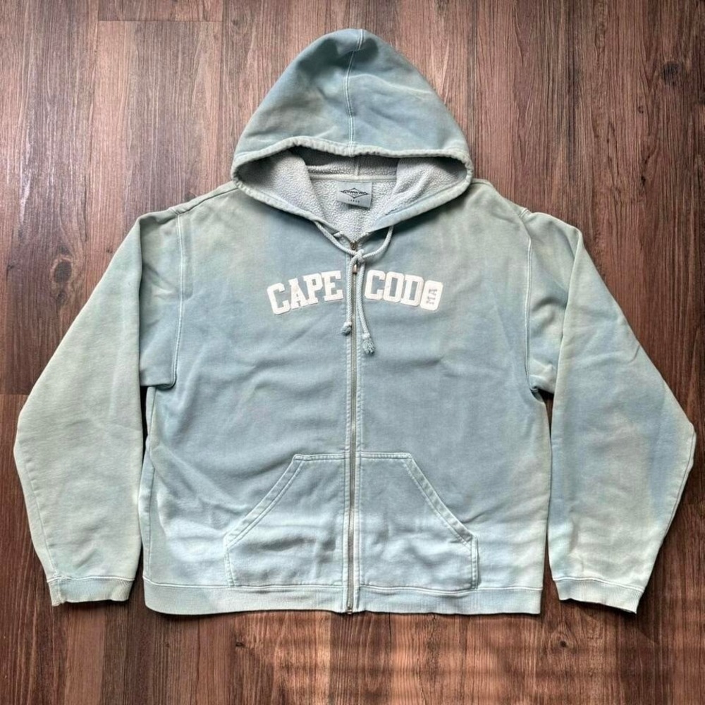 Cape Cod Sweatshirt Women's Large Genuine Pigment Dyed‎ Full Zip Hoodie Blue